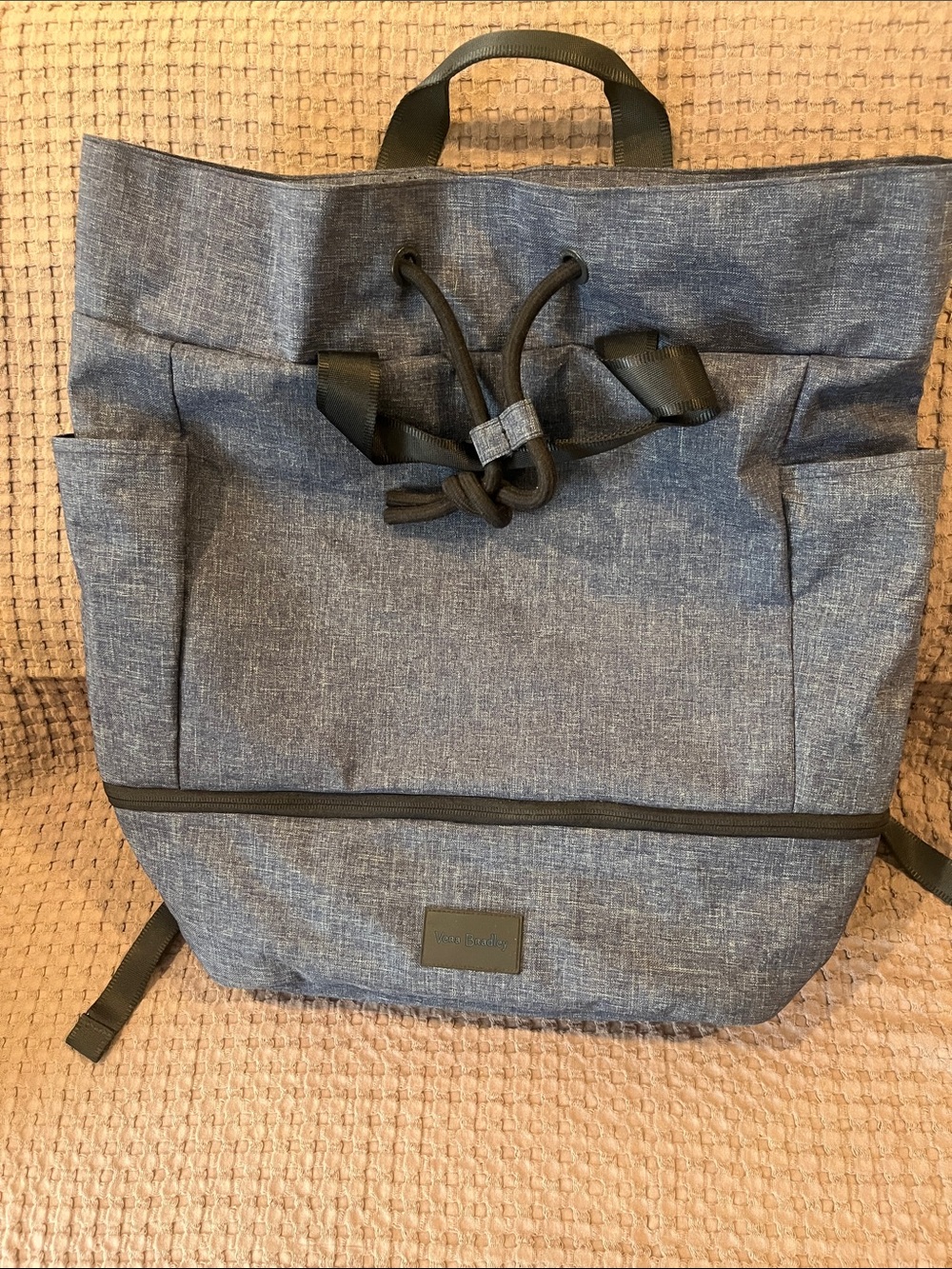 Vera Bradley Retired 2019 Dark Blue Heather/Snow Lotus Reactive Backpack UNUSED